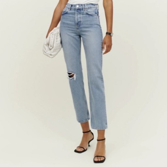 reformation jeans julia twice destroyed straight leg high waisted 27 - Picture 5 of 5